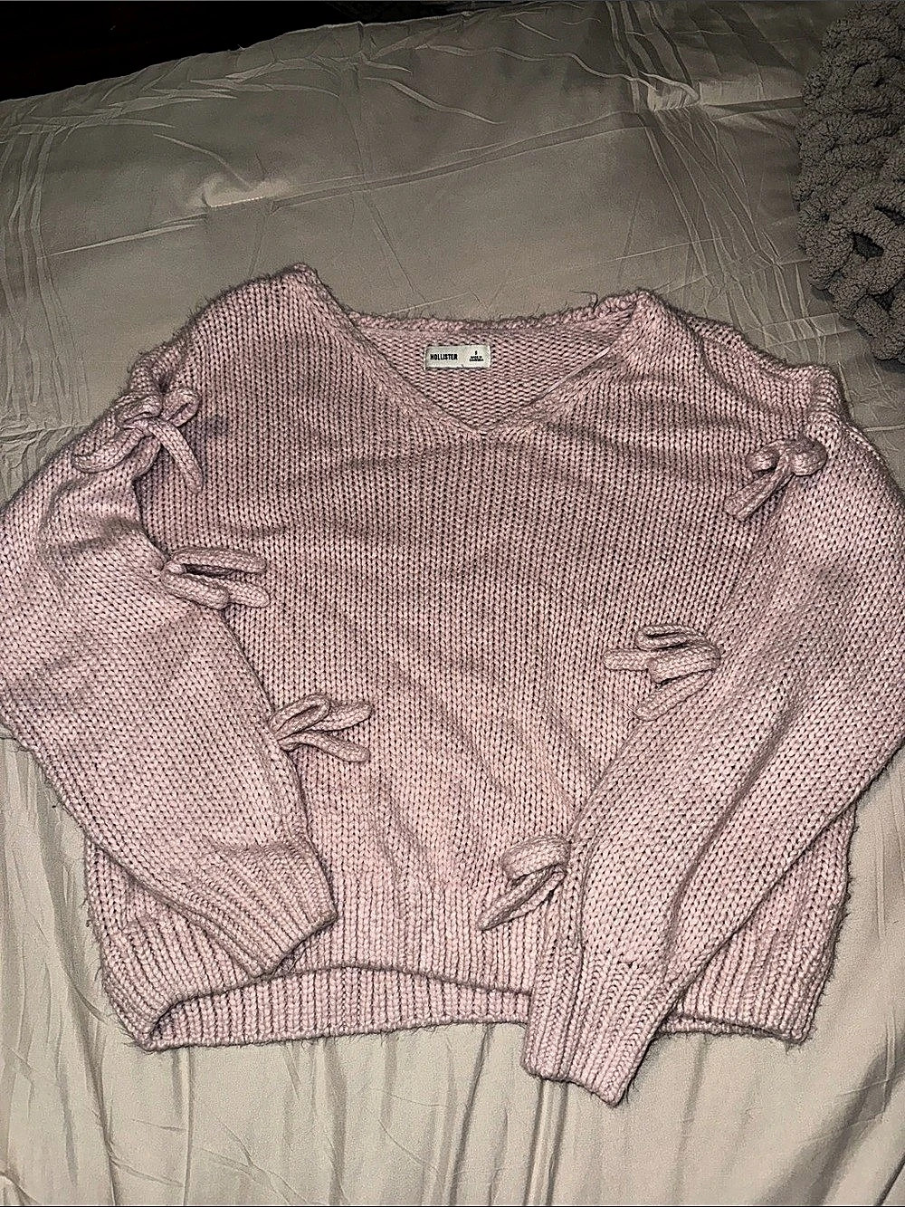 Hollister Tie Sleeve Knit Sweater Pink Small Like New